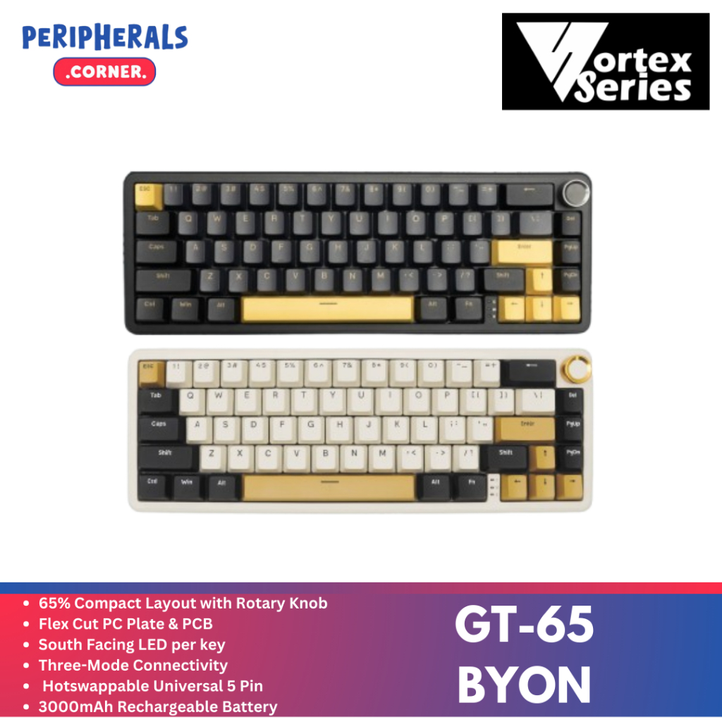 VortexSeries GT65 BYON 65% Wireless Tri Mode 65% Gasket Mount Keyboard