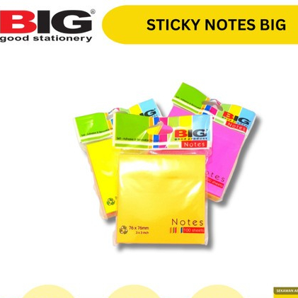 

Post It / Sticky Note / Sign Here Merk BIG Ukuran 76x76mm Warna Warni