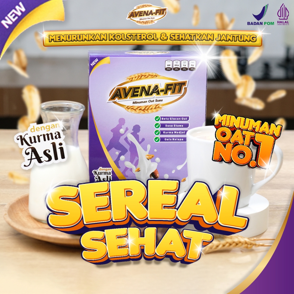 

Avenafit Sereal Sehat 200 gr Oat Susu Etawa Kurma Bantu Turunkan Kolesterol Resiko Sakit Jantung