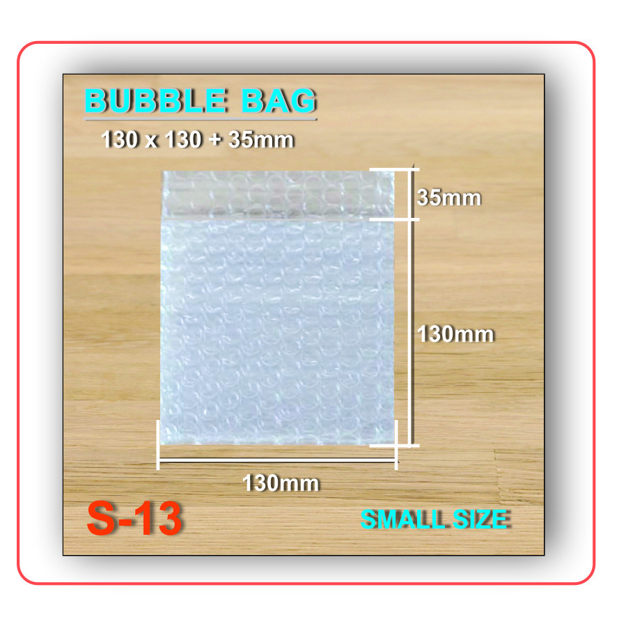 

BUBBLE WRAP BAG 130 MM X 130 MM + 35 MM BENING HITAM SMALL