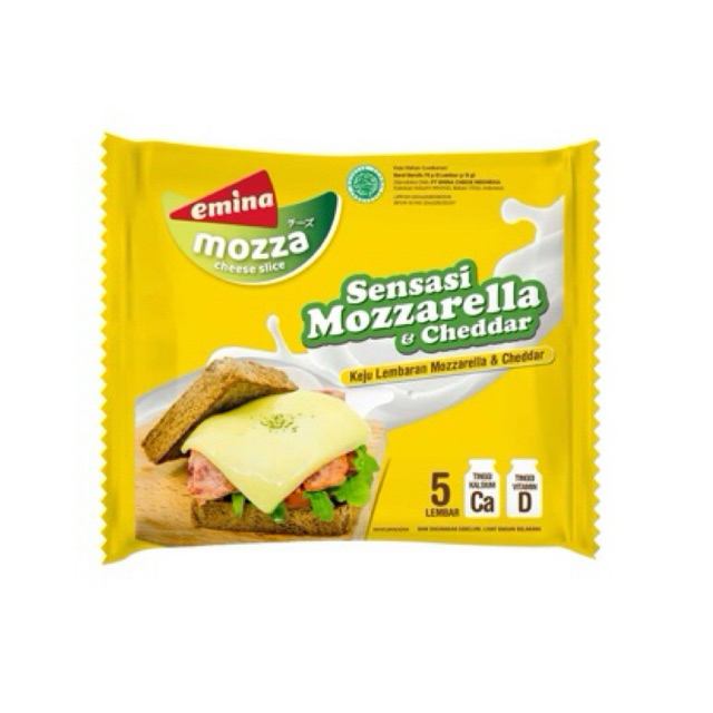 

emina Cheese Mozza Keju Lembaran Mozzarella & Cheddar 5 x 15 g