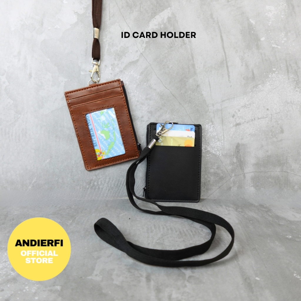 

Andierfi Lanyard Resleting Riley / ID Cardholder Kulit / Gantungan Kartu ID Simple Bahan Semi Kulit Murah Bisa COD