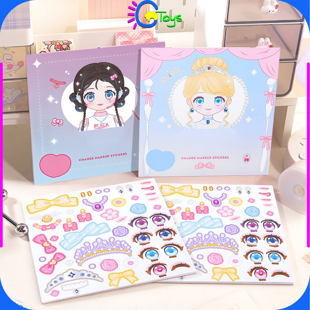 

CR-M375 DIY Mainan Stiker Ganti Muka Buku Stiker Ekspresi Girl Change Makeup Stickers / Mainan Anak Perempuan Keterampilan Merias Wajah Kartun Make Up Dekorasi