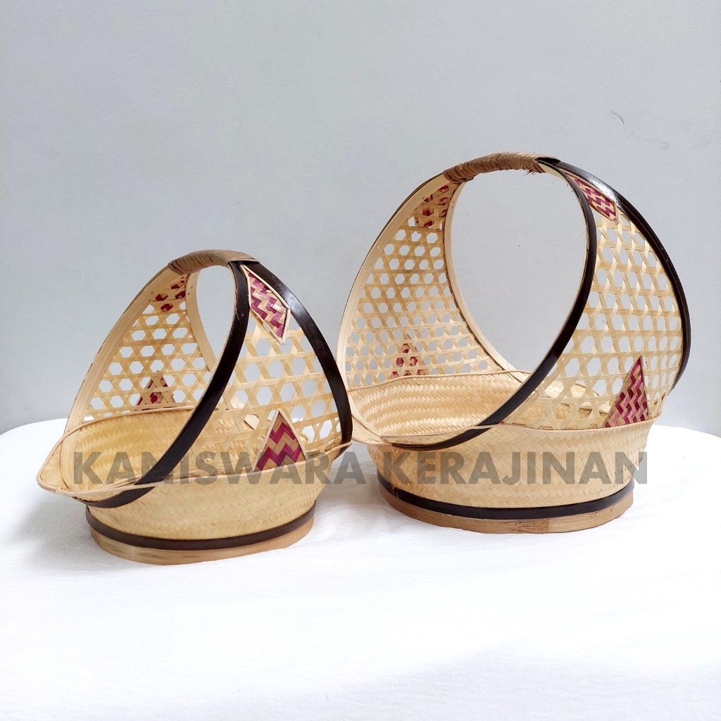 KERANJANG PARCEL BUAH / Hampers Buah Hantaran Lamaran / Keranjang Bambu Bulat