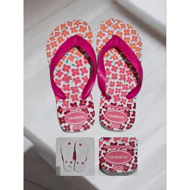 SALE Havaianas Kids Flores White Pink / Sandal Anak Perempuan Cewek
