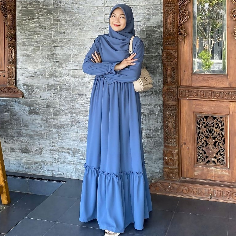 Gamis lebaran 2026 model gamis terbaru Arani Maxi  gamis putih lebaran kekinian gamis wanita simple 