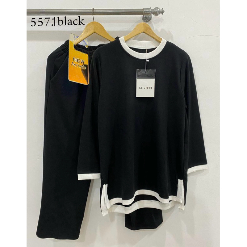 Kuyifei 557.1//setelan celana hitam knit import//pakaianwanitasby