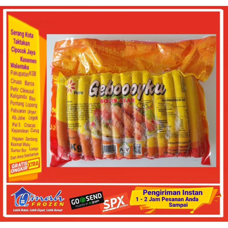 

Sosis Gebooyku 1Kg, Sosis Ayam 1Kg, Frozen Serang