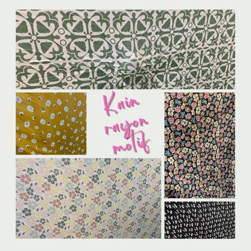 kain rayon viscose premium motif meteran bahan katun daster gamis mukena