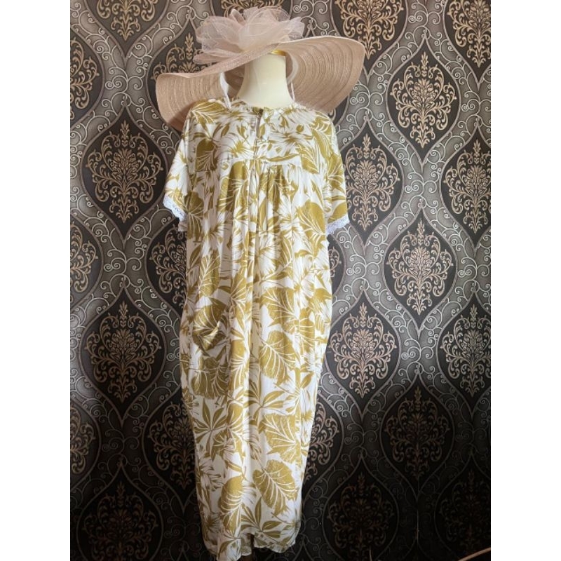 Najah Daster Olive Dress Rayon Premium Motif Mewah Fashionable Stylish