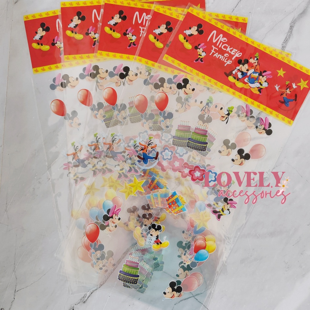 

[3 motif] Plastik Bingkisan / Goodie Bag Snack Ulang Tahun Anak Ecer Mickey Mouse Girl Candy Satuan Plastik Bening Paket Kue Ultah