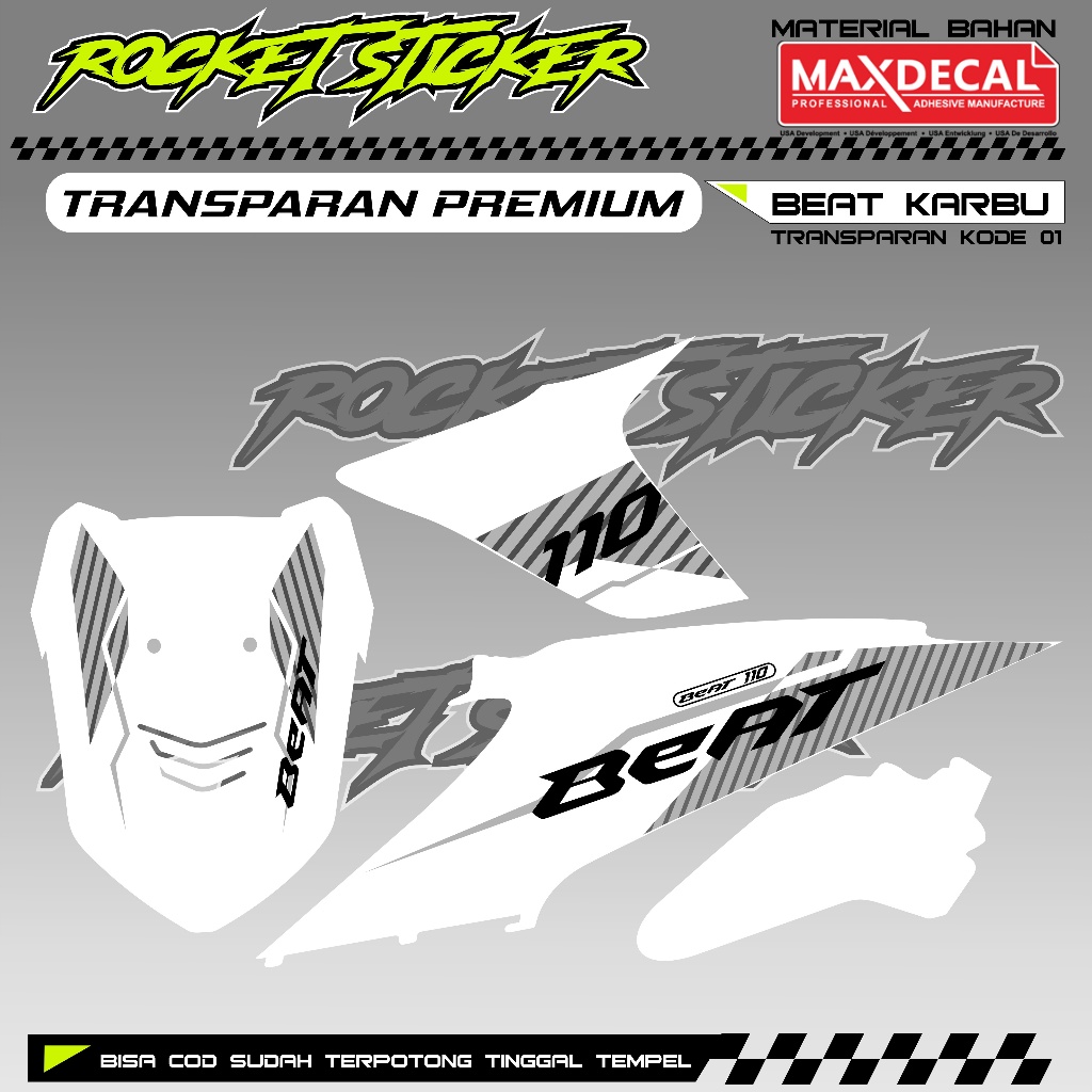 STRIPPING BEAT KARBU 2010 VARIASI STIKER BEAT KARBU 2010 UV TRANSPARAN KODE 01 BAHAN MAXDECAL