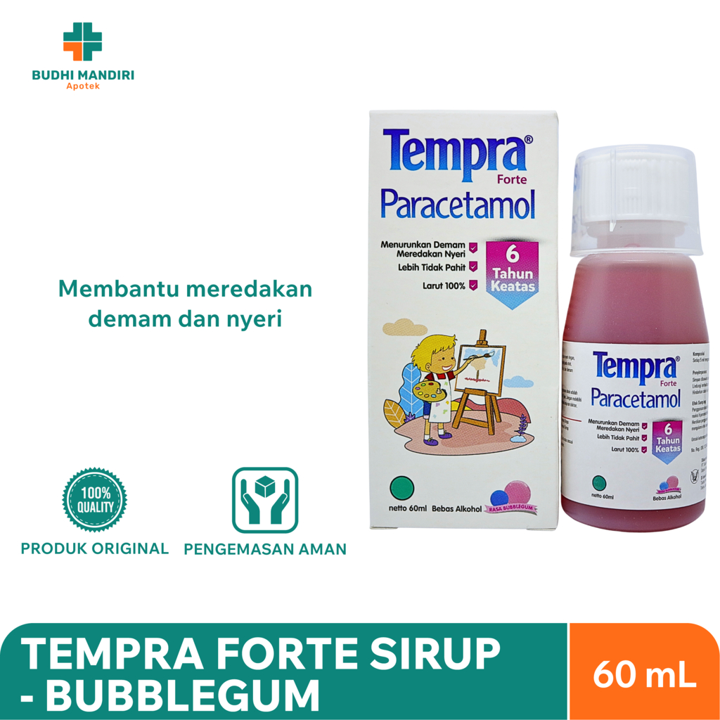 Tempra Forte Sirup Bubble Gum 60ml - Meredakan Demam dan Nyeri