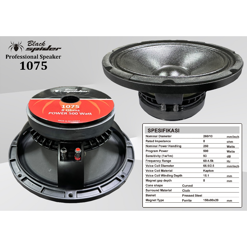Speaker 10 Inch Black Spider BS 1075