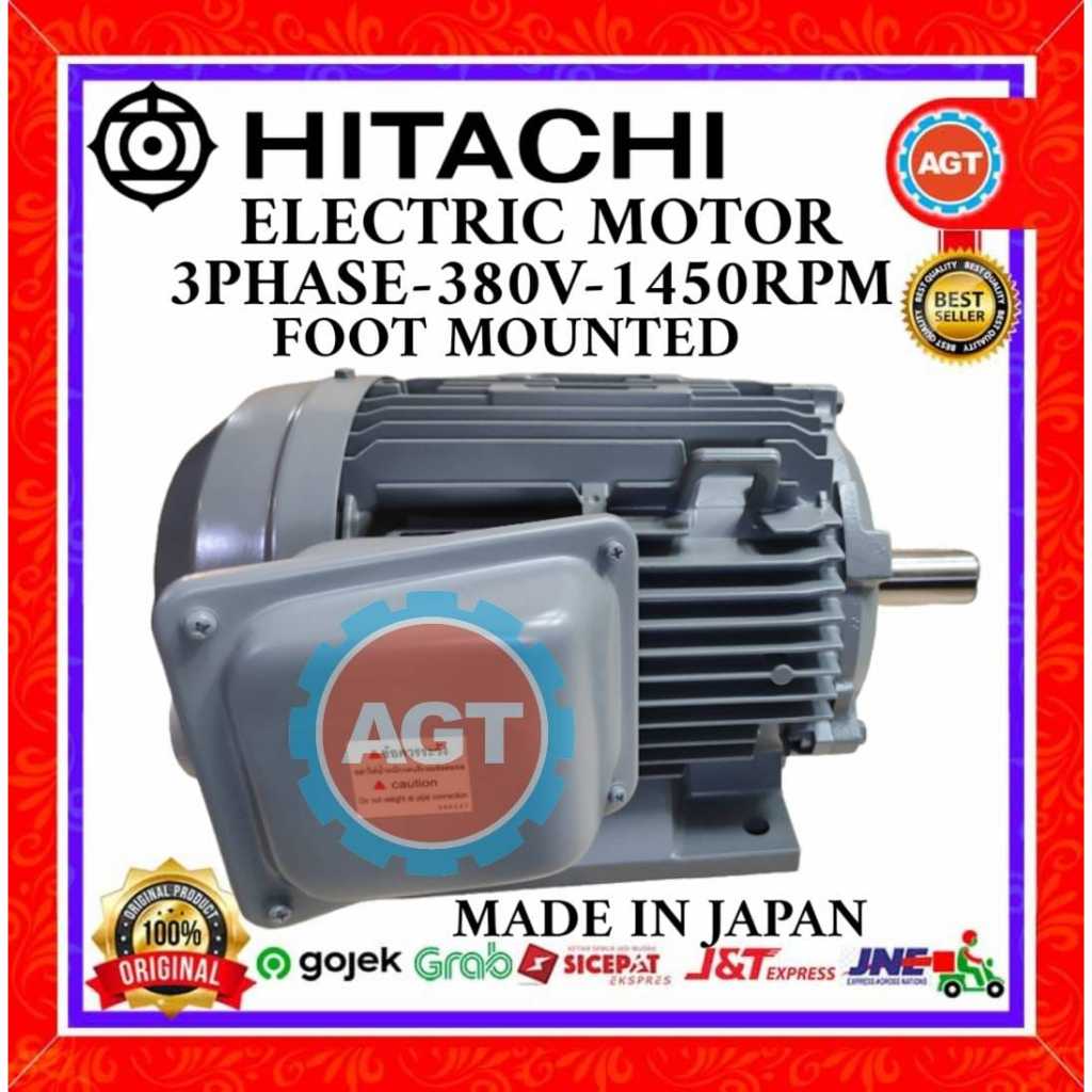HITACHI TFO-K 1.5KW 2HP 3PHASE B3 1500RPM/4POLE 3000RPM/2POLE (PILIHAN VARIASI) ELECTRIC MOTOR / DIN