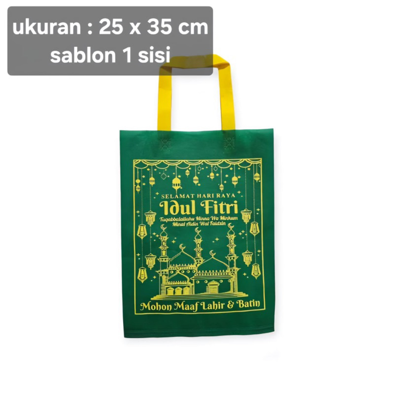 

Goodie bag tas spoundbound lebaran gooode bag spound bound sablon 1 sisi ukuran 25*35 souvenir hampers eid mubarak idul fitri spunbond masjid bulan bintang hangtag hang tag handle lipat premium sembako hari raya bingkisan snack suvenir kantong kado hadiah