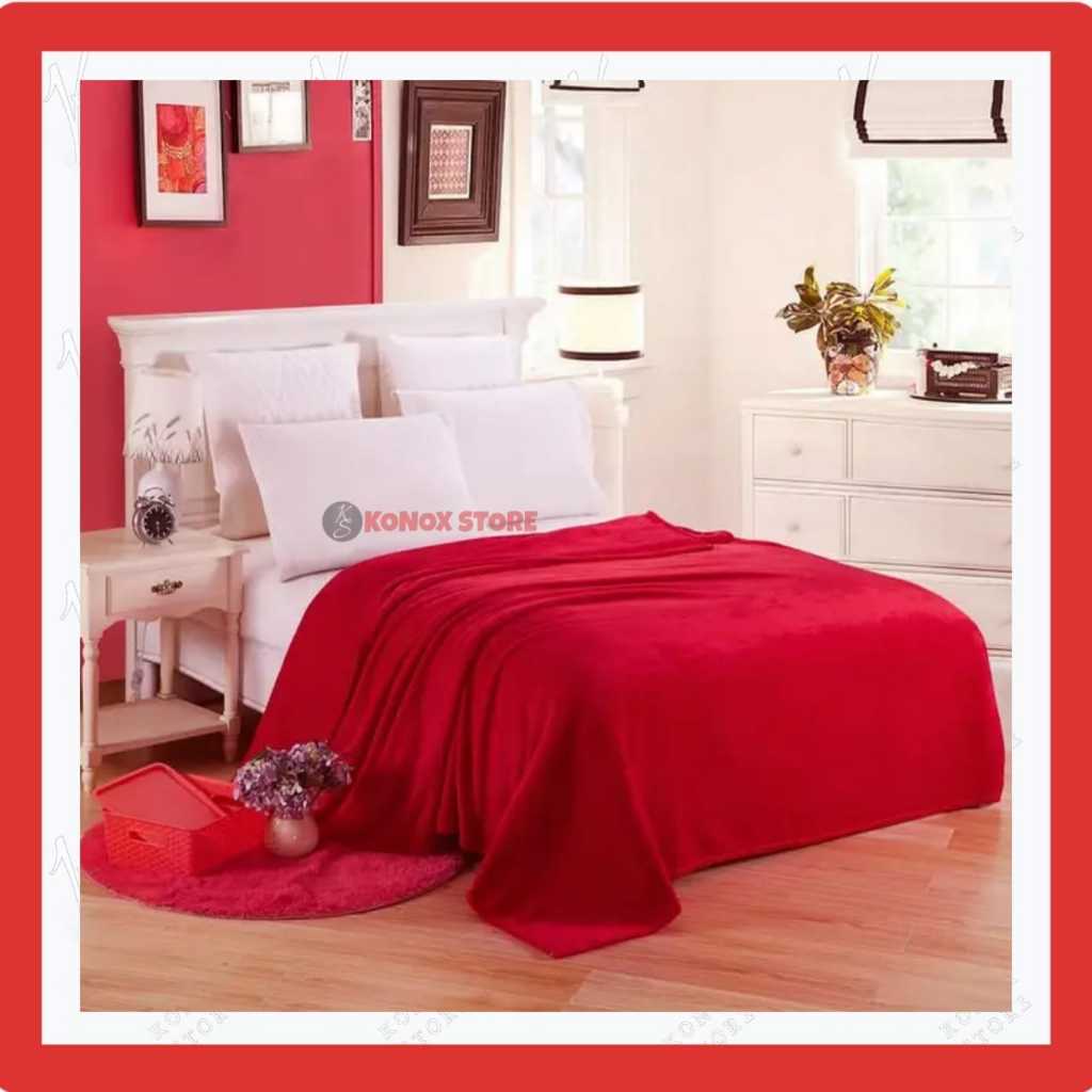 Selimut Bulu Dewasa Motif Polos / Selimut Bulu Tebal