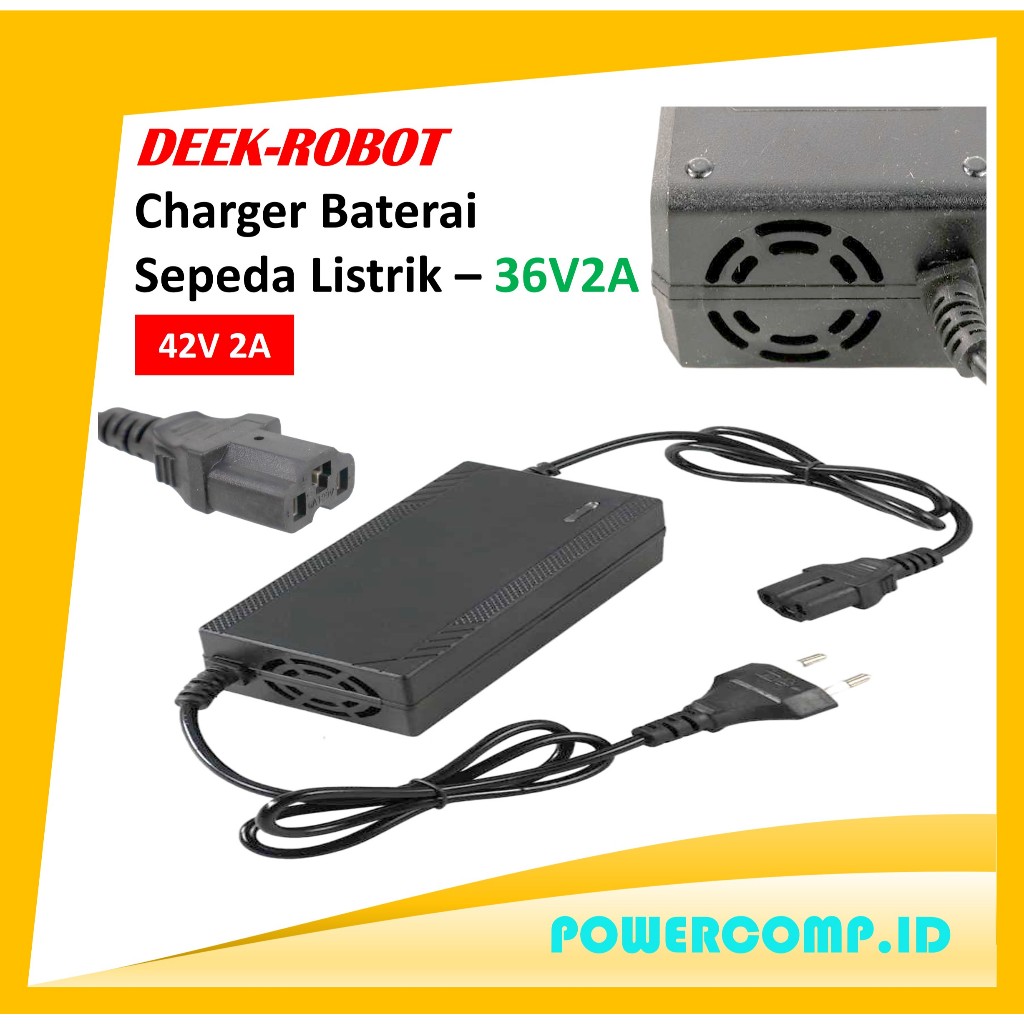 Deek-Robot Adaptor Charger Skuter 36 V Charger Aki Sepeda Listrik 36V2A 42V 2A  Input 110-240V 84W -