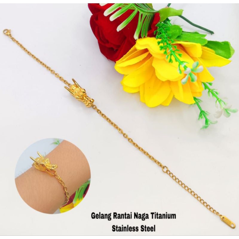 GELANG RANTAI NAGA TITANIUM PRIA TERLARIS / GELANG PRIA TERBAIK