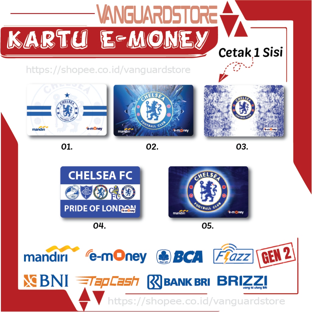 KARTU E MONEY E TOLL CHELSEA  CLUB BOLA 14 EMONEY MANDIRI FLAZZ BCA BNI TAPCASH BRIZZI BRI - 1 SISI