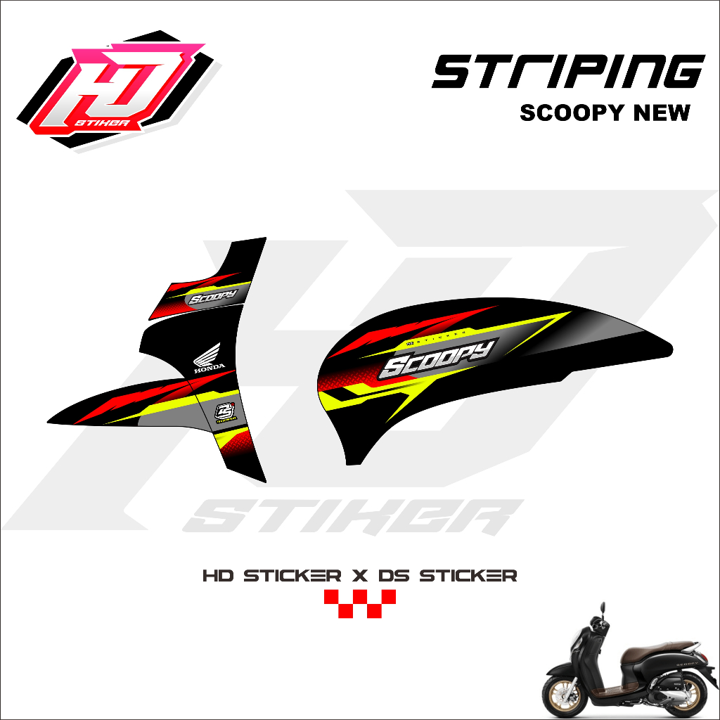 Stiker Striping Honda Scoopy 2021-2023 List Variasi Scoopy Fi New Hitam/Black HD080125 HD Stiker