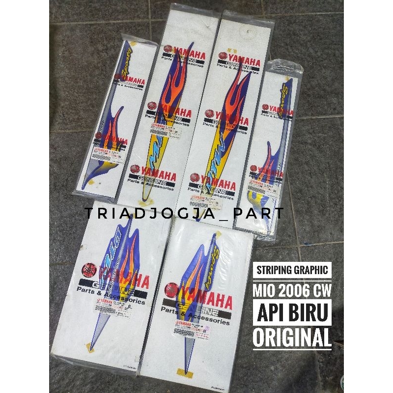 striping sticker decal mio sporty 2006 cw api biru ori original