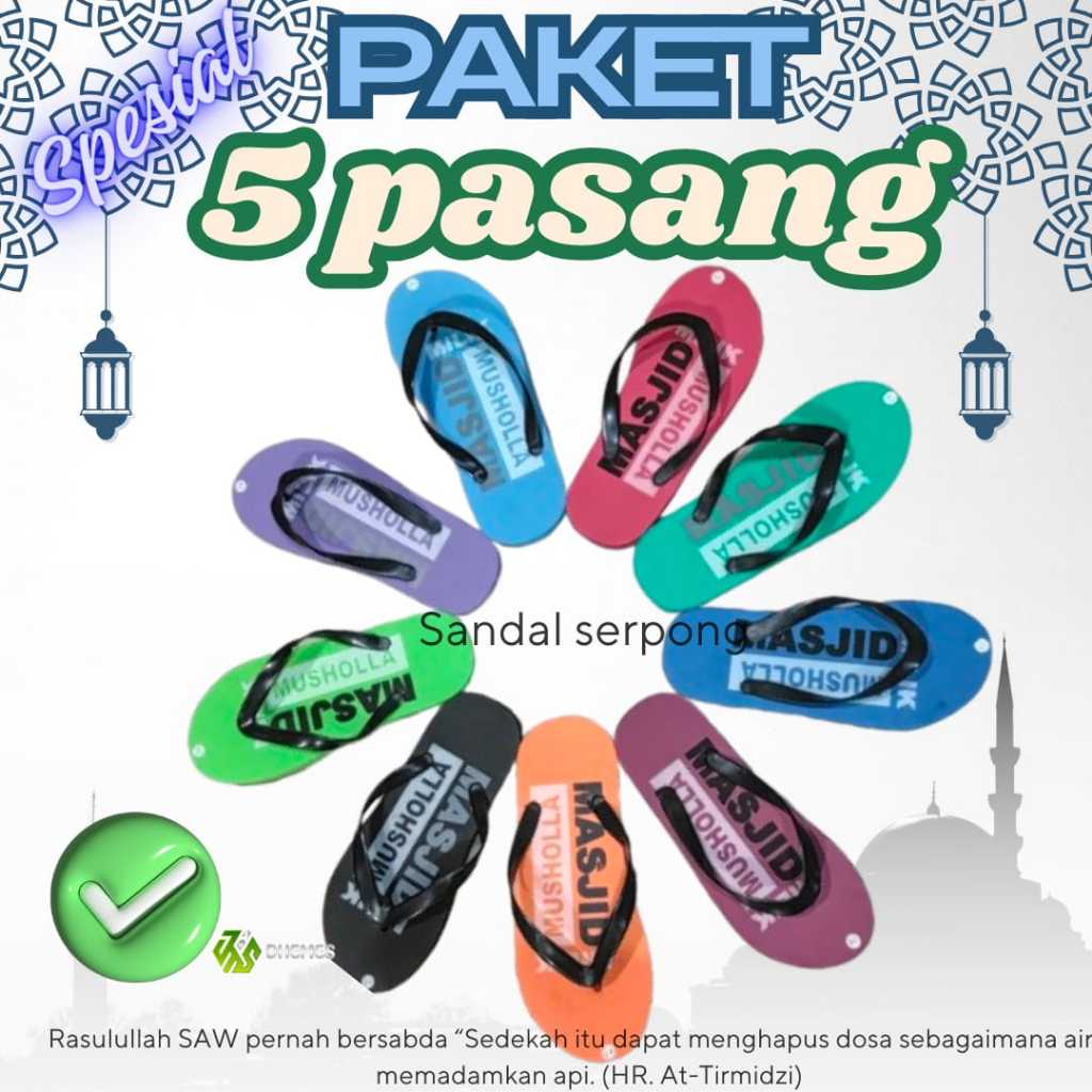 Sandal Wudhu Masjid Sedekah Grosir Murah 5 Pasang