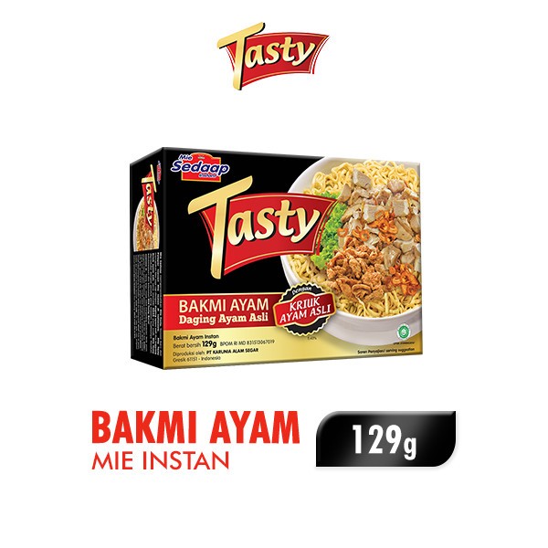 

Mie Sedaap Instant dengan Daging Ayam Asli Tasty Mi Instan BAKMI AYAM DENGAN KRIUK AYAM ASLI 129gr