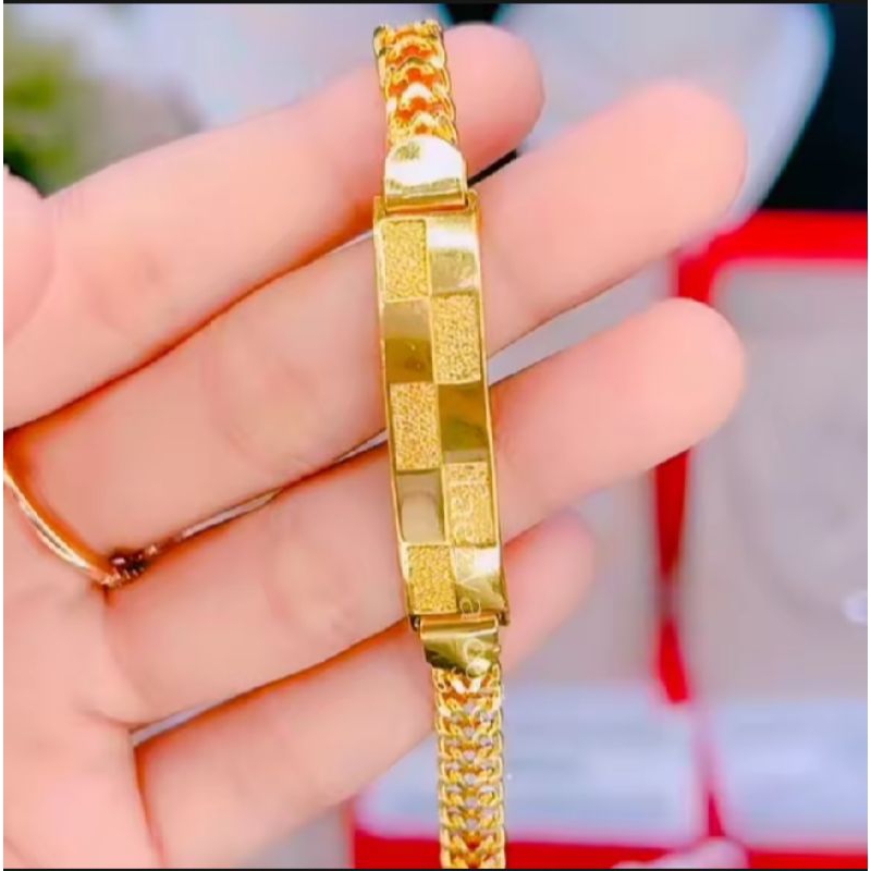 Gelang Rantai Tikar Plat terbaru Lapis Emas 24k