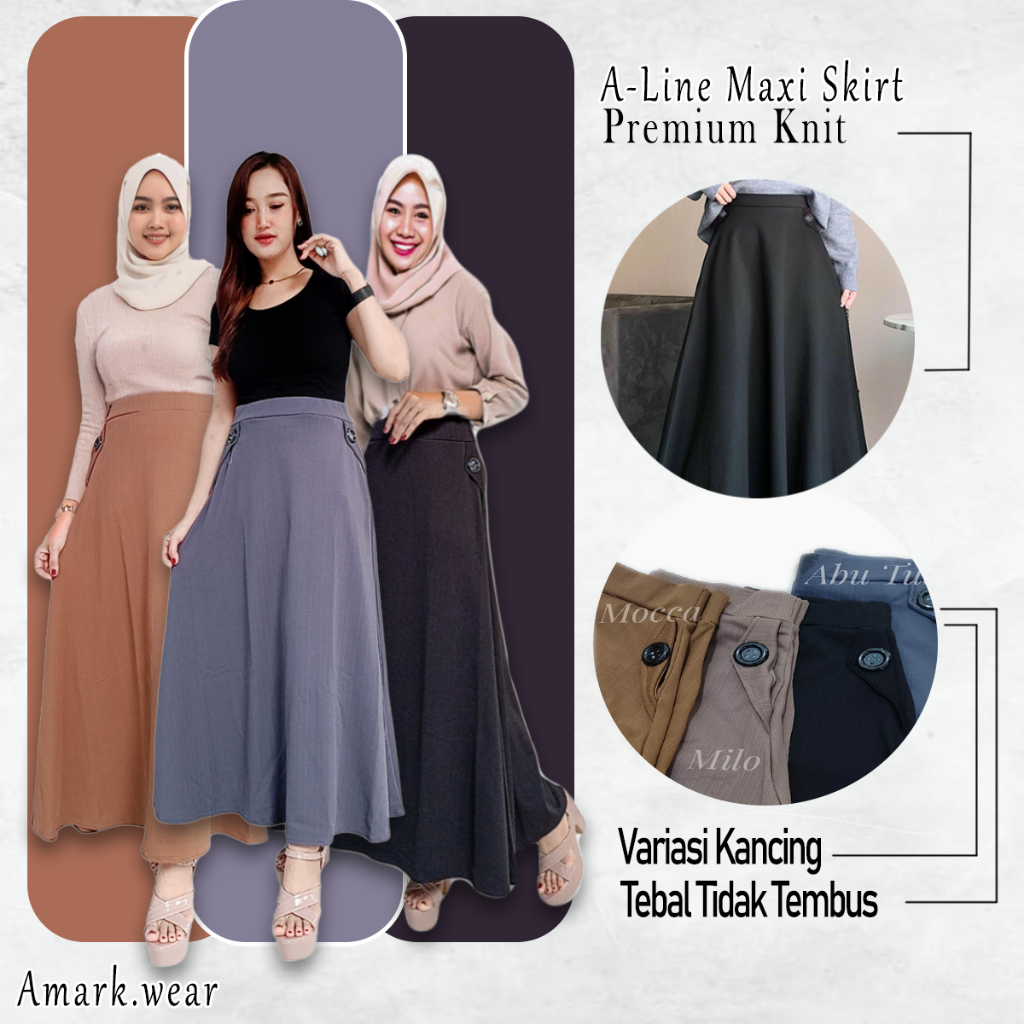 LONG SKIRT STD | Rok Panjang Korea | Rok Panjang | Flare Skirt | Maxi Skirt | Rok Kerja | Rok Panjan