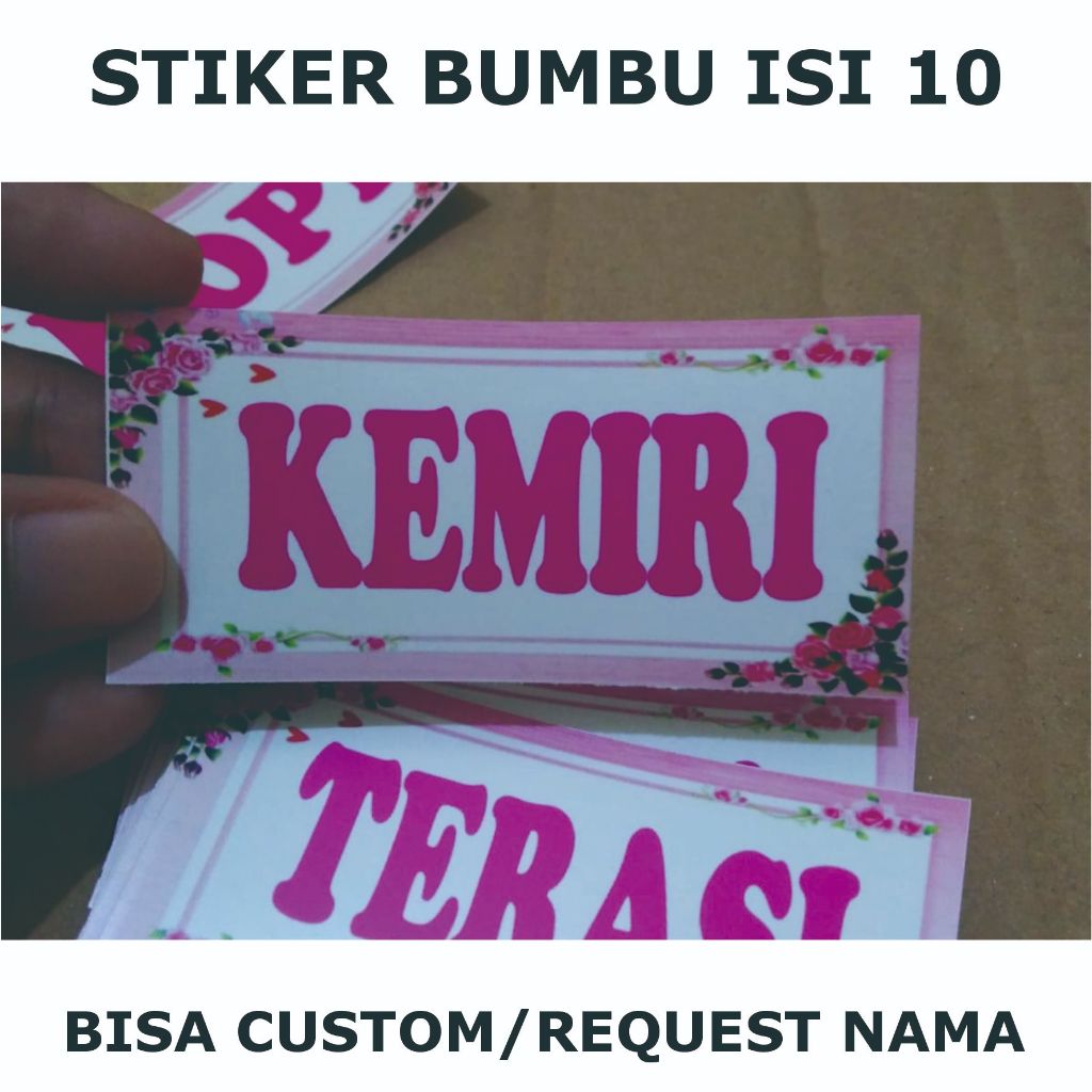 

kode A14-stiker bumbu isi 10 bisa edit atau custom