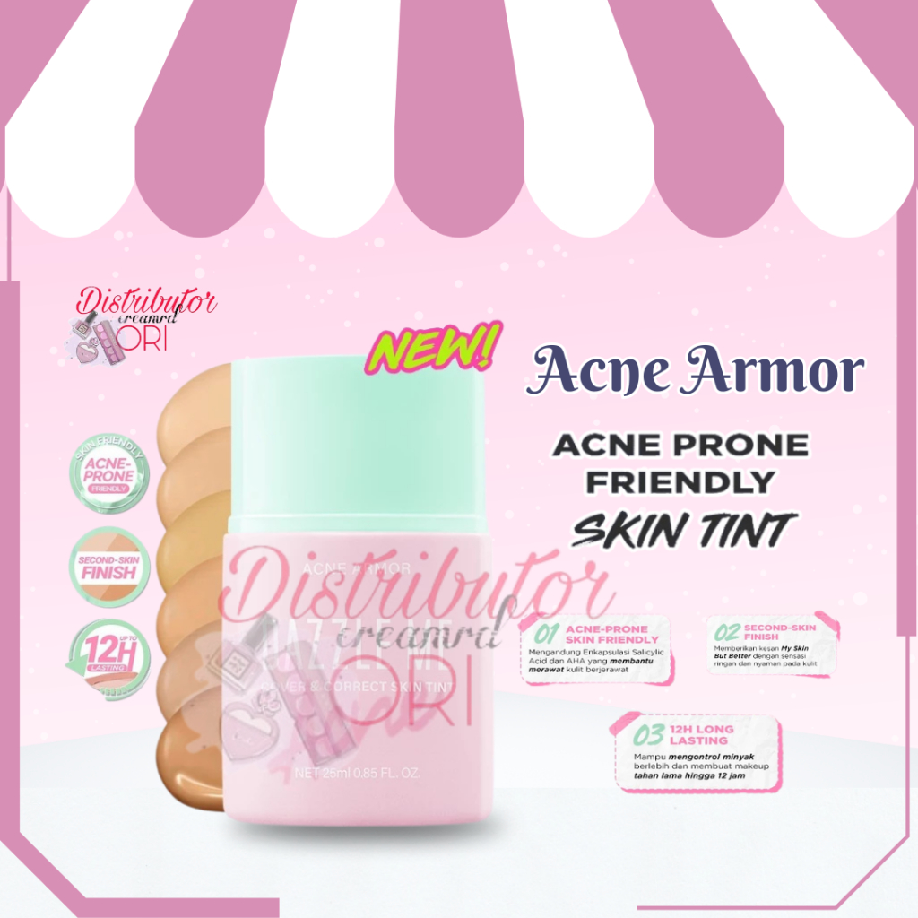 DAZZLE ME Acne Armor Cover & Correct Skin Tint Beauty Liquid Foundation 3x Soothing Boost Acne Prone