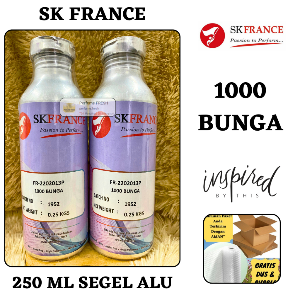 Bibit Murni Parfum 1000 BUNGA Berkualitas 250 ML SEGEL Alumunium SK FRANCE - Bibit Parfum Murni VICT