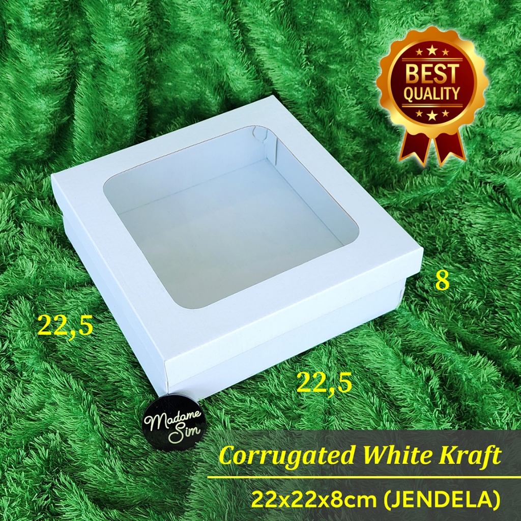 

KOTAK KUE - CAKE BOX - DUS BOLU 22x22x8 - JENDELA - WK (ISI : 10 PCS)
