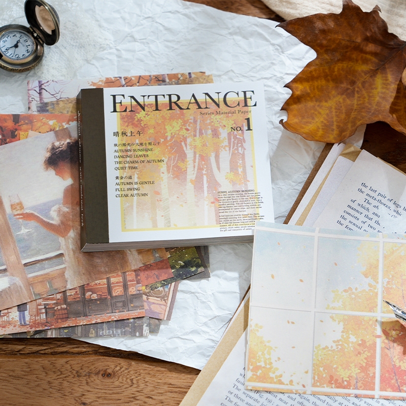 

100 Lembar Kertas Hias Seri Pintu Masuk Alam 8,8x8cm Untuk Dekorasi Scrapbook Bullet Journal Diary Jurnal Retro Vintage