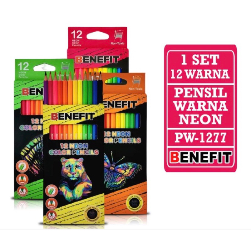 

Fortune - Pensil Warna Panjang Neon Non Toxic [1 Set - 12 Warna] / Neon Colours BENEFIT PW-1277