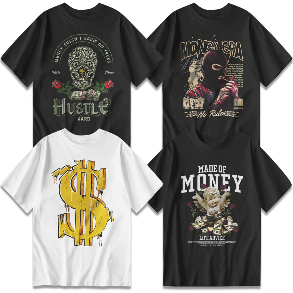 BAJU KAOS UANG KAOS DISTRO GAMBAR UANG BAJU REGULER GRAPHIC MONEY | Atasan Unisex Cotton