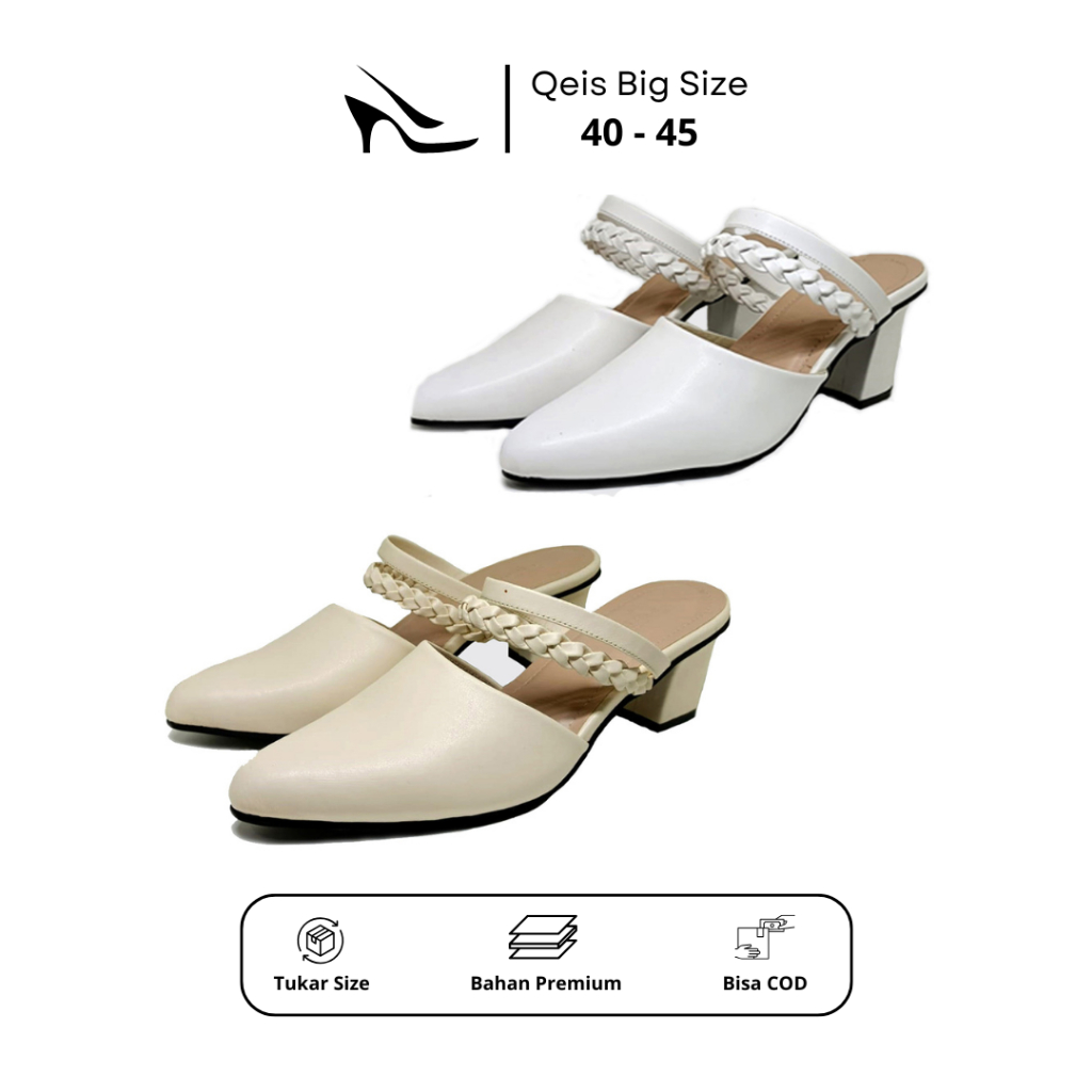 BIG SIZE - Sepatu Wanita Formal Pesta Size Besar 40-45 - Mules Heels