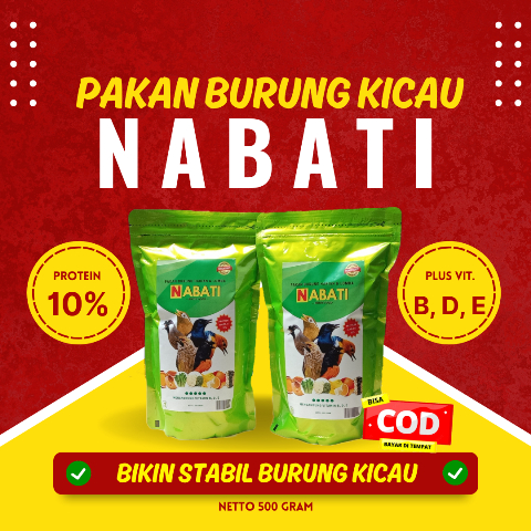 Nabati Pakan makanan burung gacor 500 gram untuk wambi kacer murai anis kembang anis merah poksay ce