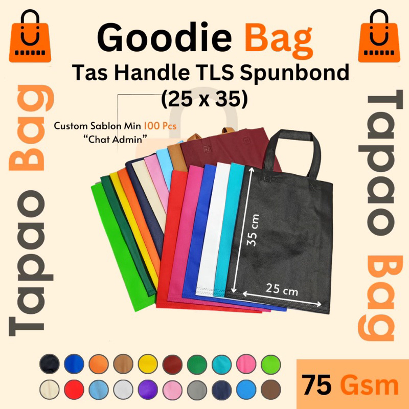 

[12PCS] Goodie Bag Handle uk 30x40x8 kain 70gsm / Tas Spunbond
