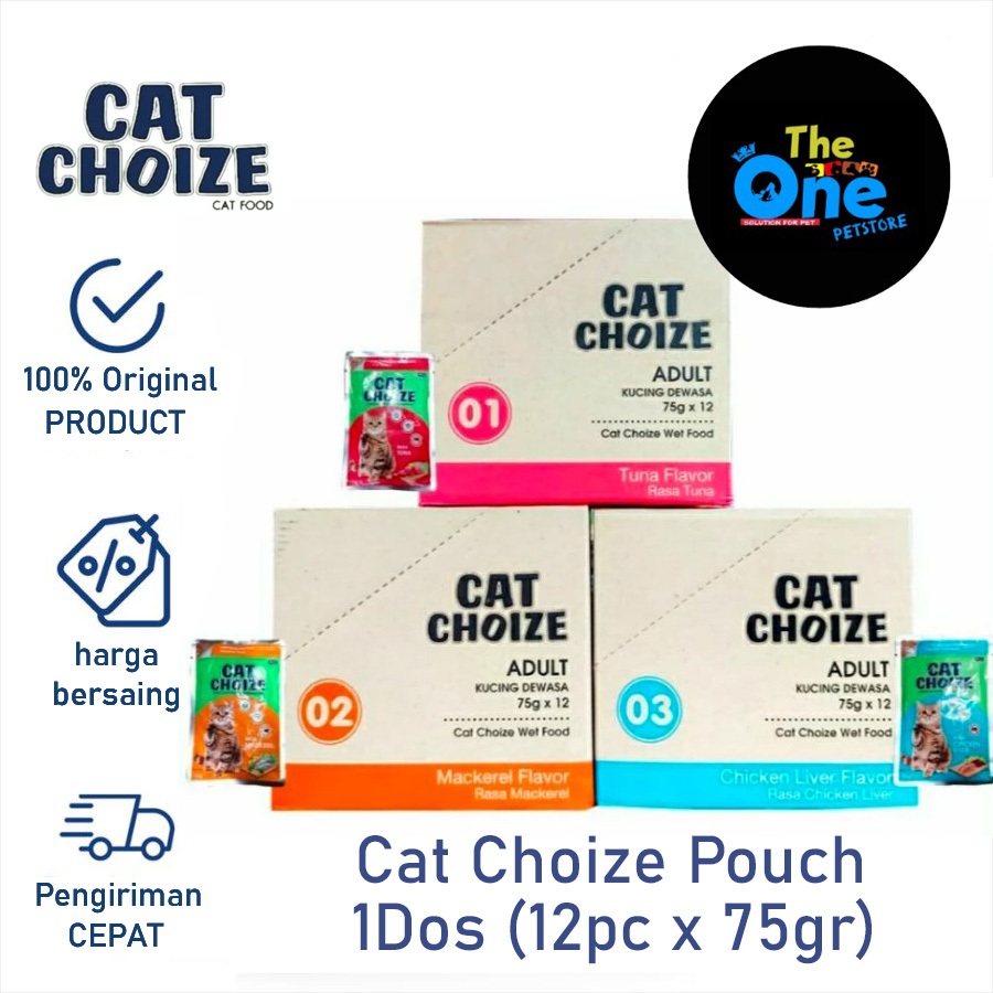Cat Choize Pouch Adult 1dos Makanan Basah 1dos Makanan Kucing CAT CHOIZE  (75GR X 12 )