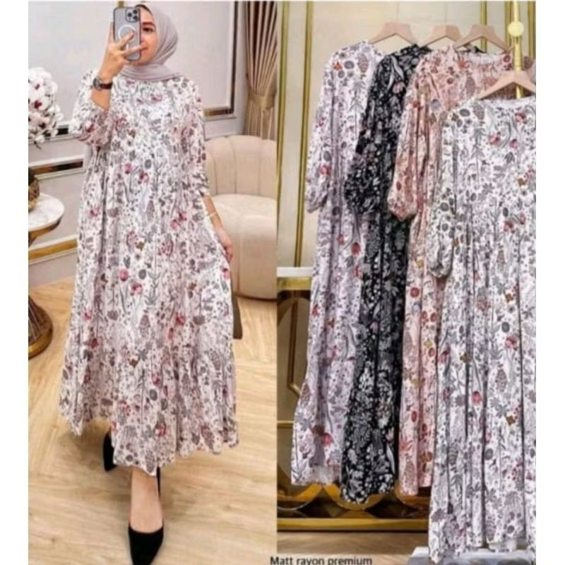 FAMILY GAMIS COMBINASI/GAMIS RAYON MOTIF DAUN