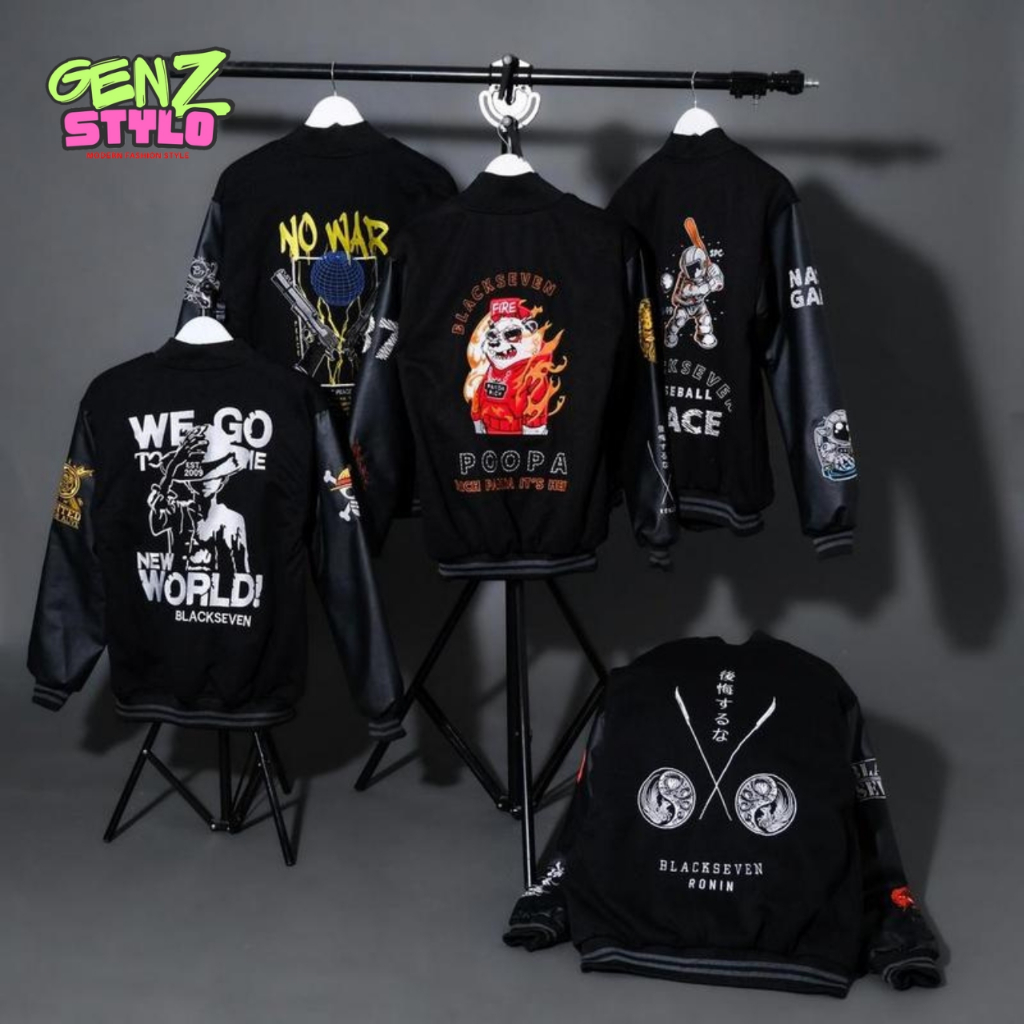 Varsity Jacket New Edition Original Blackseven Pria Wanita varsity jacket  outfits jaket  varsity