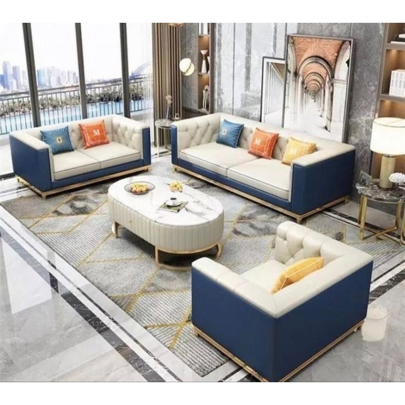 sofa kulit mewah terbaru set 221 sofa modern gaya Italia