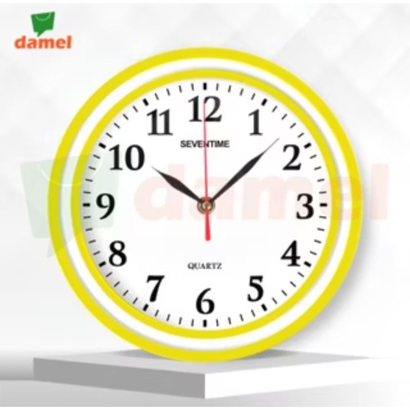 JAM DINDING HIASAN RUMAH MINIMALIS KUNING 21 CM