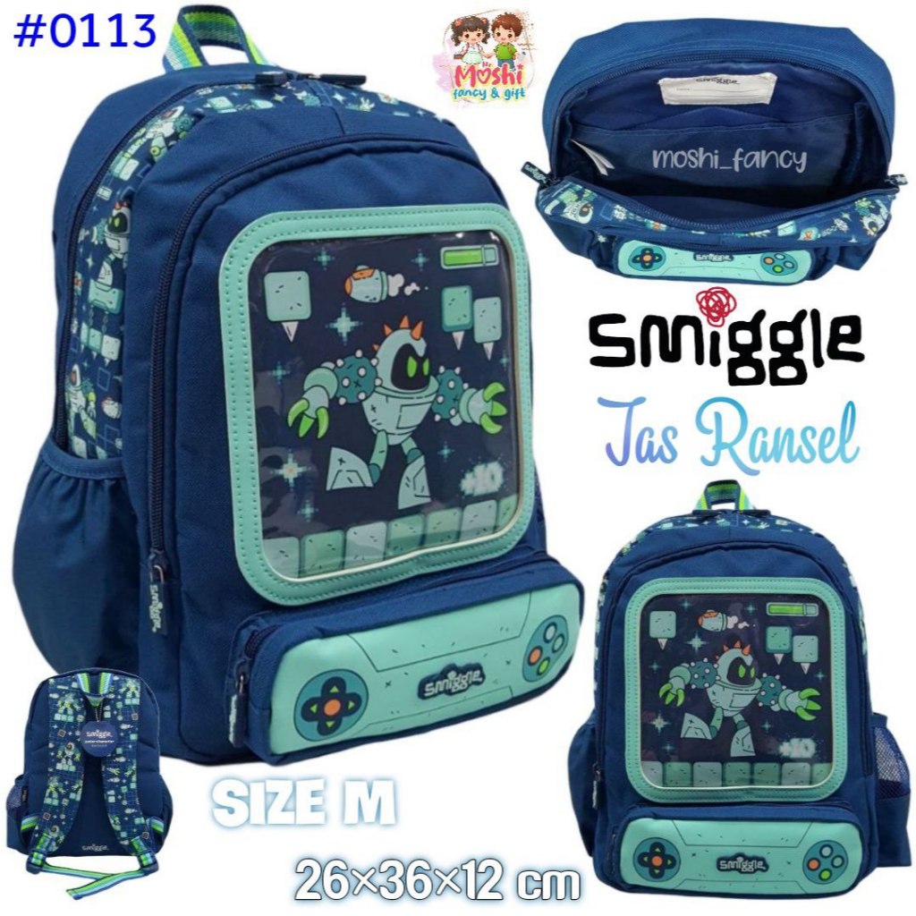 Tas Smiggle Anak TK Motif Robot / Tas Gendong Anak Sekolah TK Smiggle Motif Game / Tas Ransel Anak B