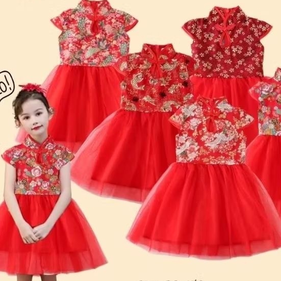 CHEONGSAM ANAK PEREMPUAN/ CHEONGSAM DRESS ANAK / SETELAN CHEONGSAM ANAK CEWEK / BAJU IMLEK ANAK PERE