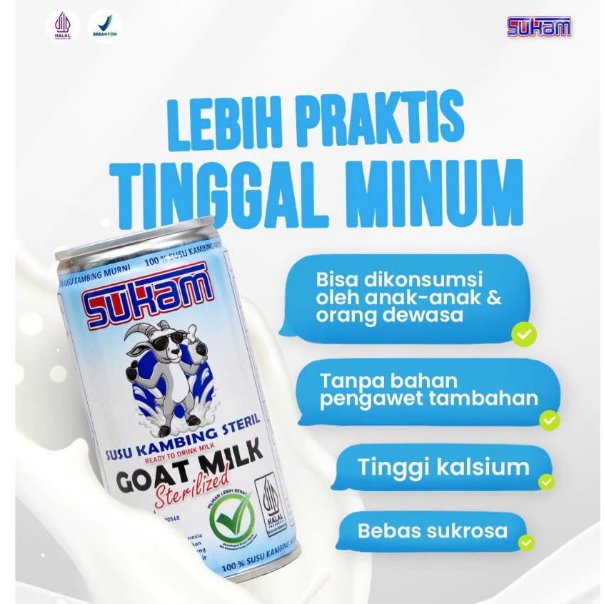 

SUKAM Susu Kambing Etawa Steril UHT 189 ml Kaleng Goat Milk Murni Bebas Gula