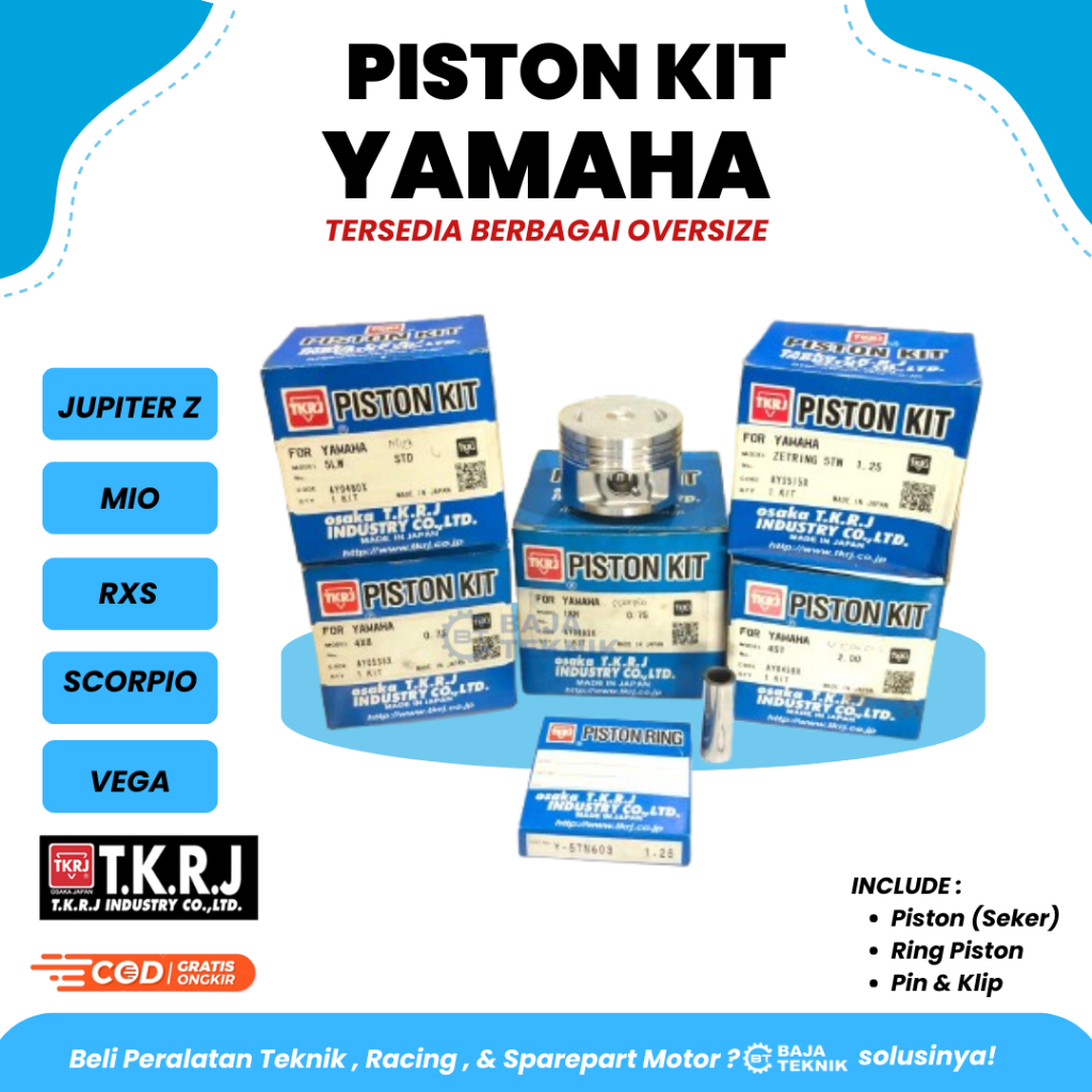 TKRJ PISTON KIT YAMAHA SCORPIO MIO RXS JUPITER VEGA CRYPTON STD 25 50 75 100 125 150 175 200