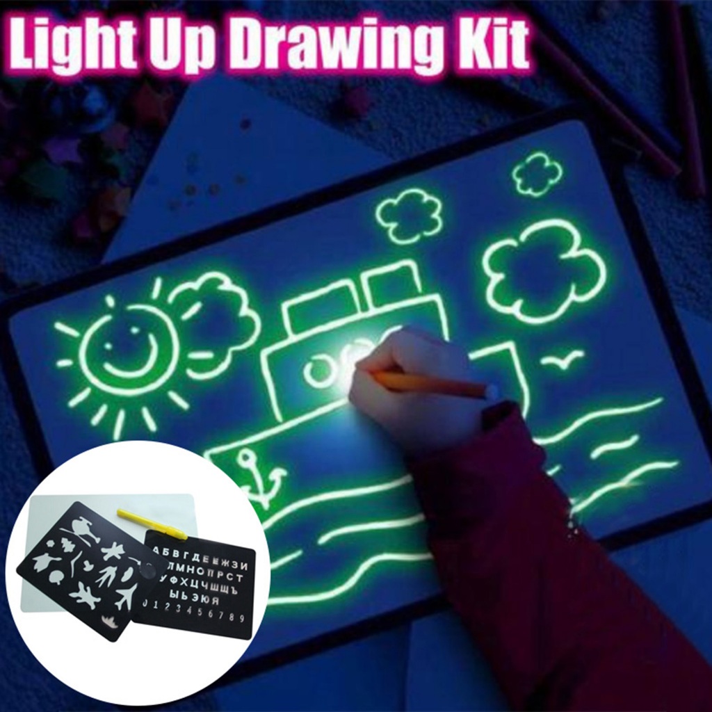 

A4 Papan Lukisan Fluorescent Painting Creative Painting Toy Drawing Board yang dapat Dihapus